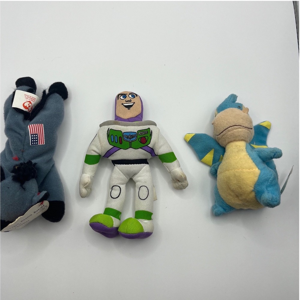 Disney Ty Plush Lot Buzz Lightyear Lefty Donkey Dragon Toy Story Collectibles